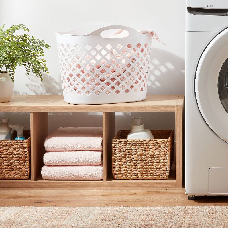 slide 2 of 3, 1.2bu/45L Flexible Oval Laundry Basket White - Brightroom™: Portable Clothes Storage with Built-In Handles, 45 liter