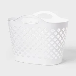 1.2bu/45L Flexible Oval Laundry Basket White - Brightroom™: Portable Clothes Storage with Built-In Handles