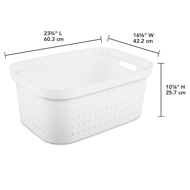 slide 5 of 7, 1.5bu Rectangle Modern Laundry Basket - Brightroom™: White Plastic Clothes Basket with Built-In Handles, Medium Size, 1 ct