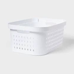 1.5bu Rectangle Modern Laundry Basket - Brightroom™: White Plastic Clothes Basket with Built-In Handles, Medium Size