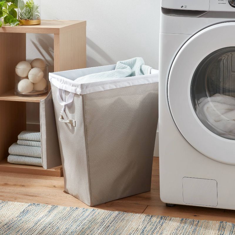 slide 2 of 3, Gray Laundry Hamper with Lift Liner and Lid - Brightroom™, 1 ct