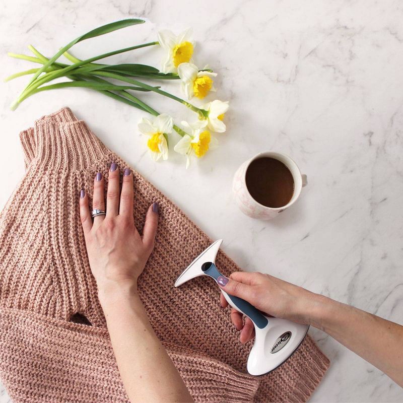 slide 2 of 10, Gleener Fabric Shaver with Lint Brush: Sweater & Fuzz Remover, Plastic, White, 7.5" Height, No Battery Needed, 1 ct