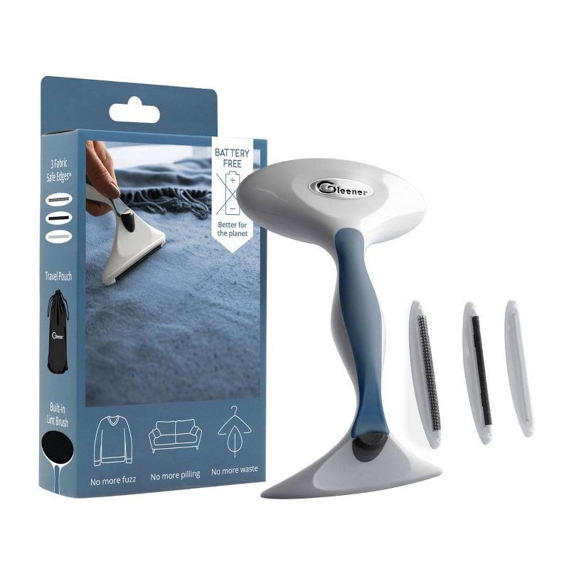 slide 1 of 10, Gleener Fabric Shaver with Lint Brush: Sweater & Fuzz Remover, Plastic, White, 7.5" Height, No Battery Needed, 1 ct