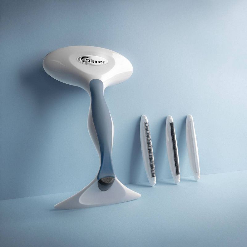 slide 5 of 10, Gleener Fabric Shaver with Lint Brush: Sweater & Fuzz Remover, Plastic, White, 7.5" Height, No Battery Needed, 1 ct