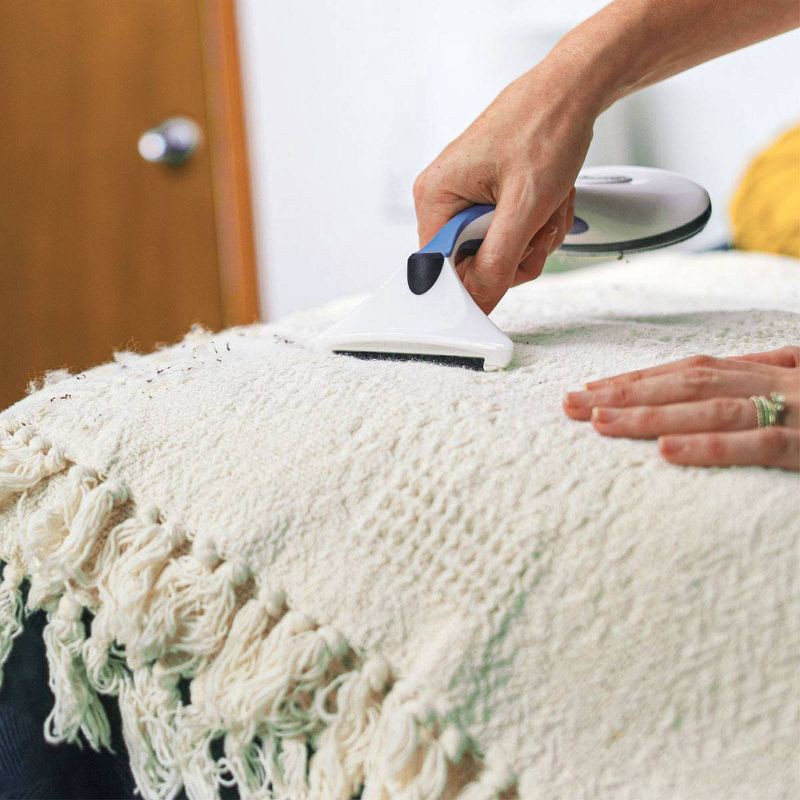 slide 10 of 10, Gleener Fabric Shaver with Lint Brush: Sweater & Fuzz Remover, Plastic, White, 7.5" Height, No Battery Needed, 1 ct