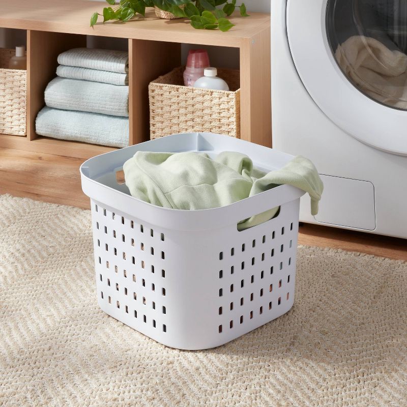 slide 2 of 6, 1.25bu Square Modern Laundry Basket Square - Brightroom™, 1 ct