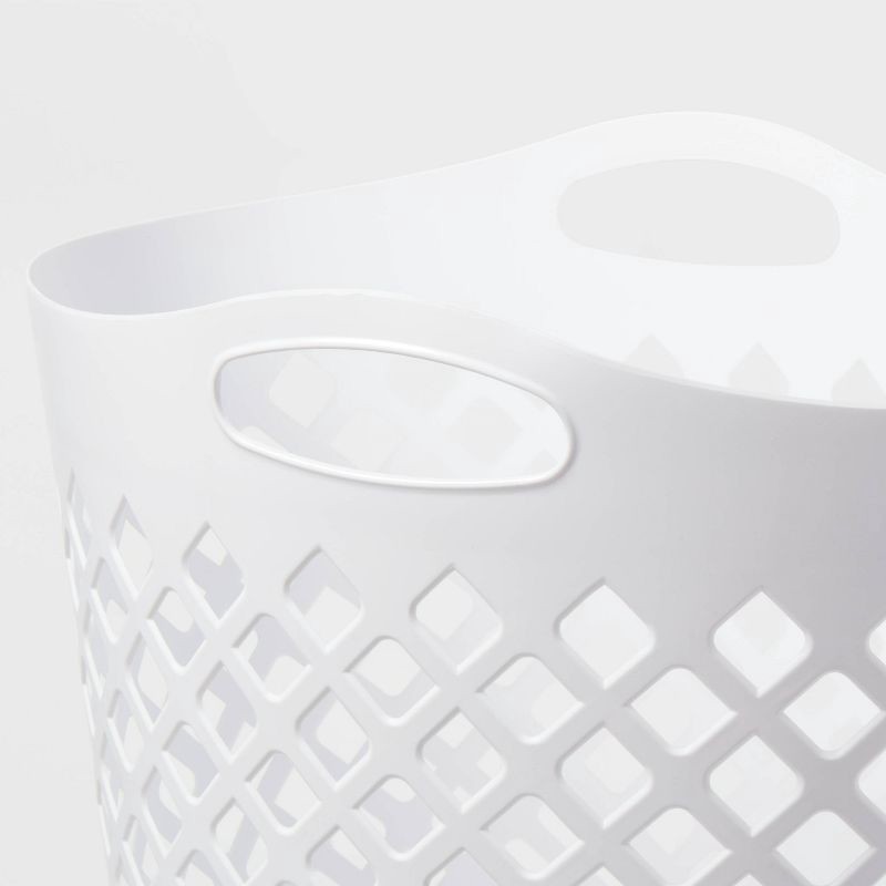 slide 3 of 3, 2.2bu Flexible Laundry Hamper White - Brightroom™: Tall Plastic Clothes Hamper with Built-In Handles, Diamond Pattern, 1 ct