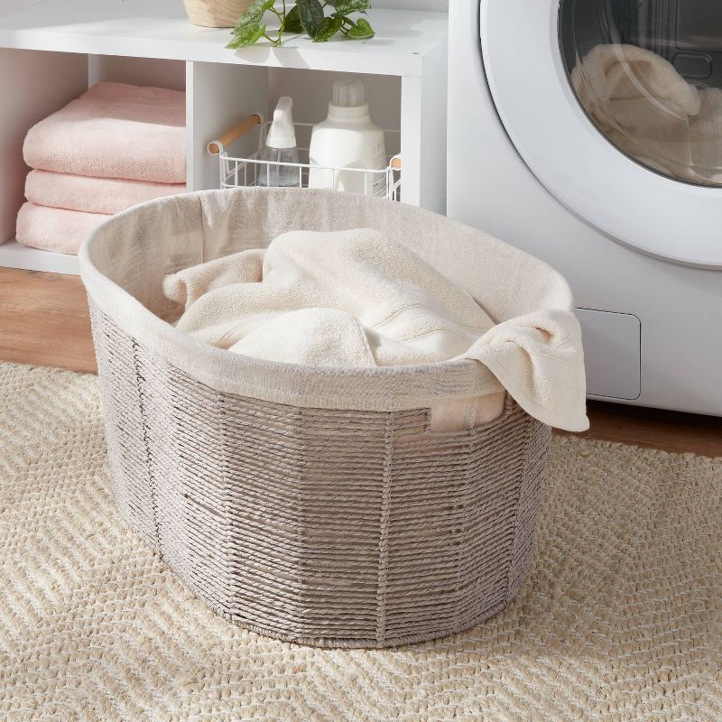 slide 2 of 3, Twisted Paper Rope Oval Laundry Basket - Brightroom™, 1 ct