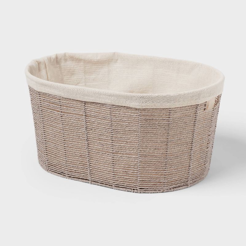 slide 1 of 3, Twisted Paper Rope Oval Laundry Basket - Brightroom™, 1 ct