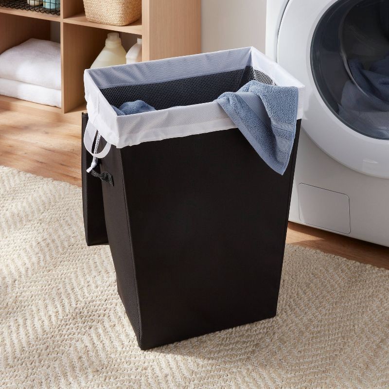 slide 2 of 3, Laundry Hamper with Lift Liner and Lid Black - Brightroom™, 1 ct