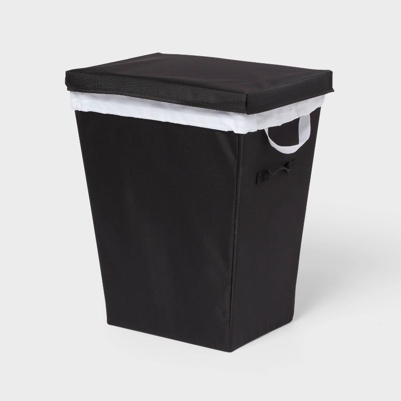 slide 1 of 3, Laundry Hamper with Lift Liner and Lid Black - Brightroom™, 1 ct