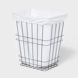 Rectangle Wire Laundry Hamper with Liner - Brightroom™: Black Metal Clothes Sorter, 7000 Volume, No Assembly Needed