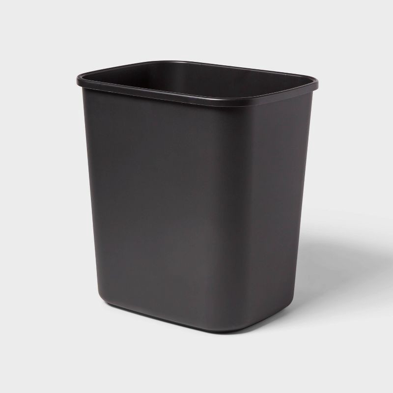 slide 1 of 3, 7gal Wastebasket Black - Brightroom™: Compact 7.7 Gallon Indoor Trash Can, Rectangle, Polypropylene, Open Top, Dorm Use, 7 gal, 7.7 gal