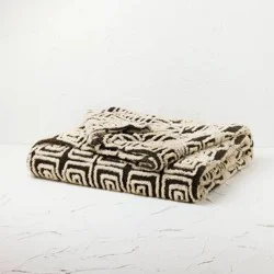 Twin/Twin Extra Long Bed Blanket Ikat Black/White - Opalhouse designed with Jungalow™: Faux Shearling, Midweight Fabric, No Fill
