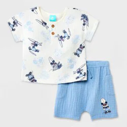 Baby Boys' Disney Mickey Mouse Top and Bottom Set - Blue 12M