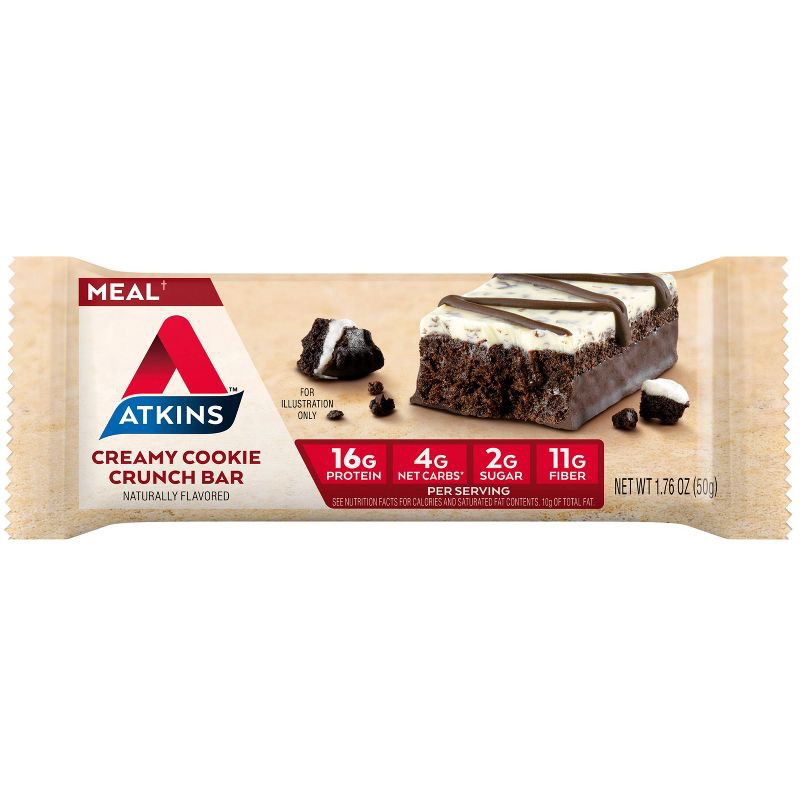 slide 2 of 9, Atkins Creamy Cookie Crunch Meal Bar - 5pk, 5 ct