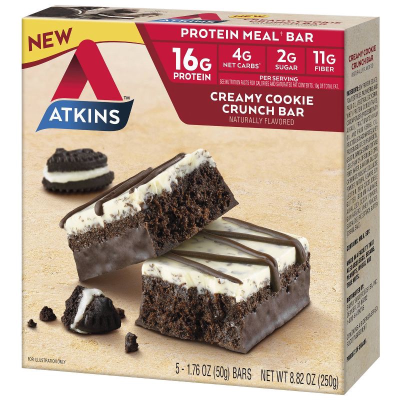 slide 5 of 9, Atkins Creamy Cookie Crunch Meal Bar - 5pk, 5 ct