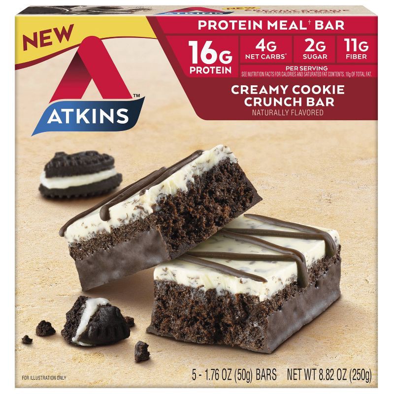 slide 1 of 9, Atkins Creamy Cookie Crunch Meal Bar - 5pk, 5 ct