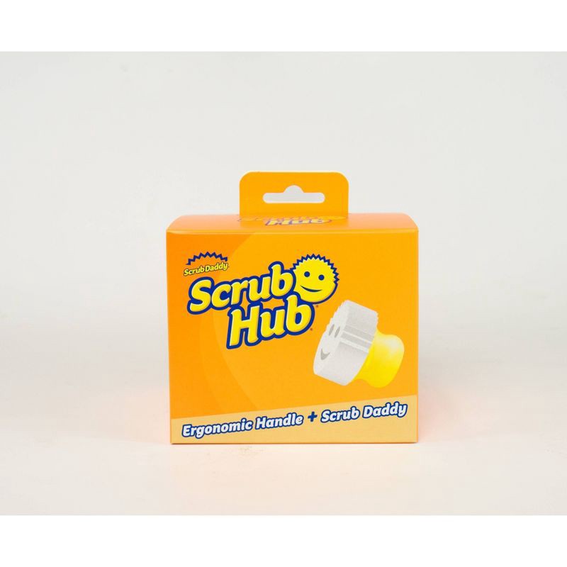 slide 1 of 5, Scrub Daddy Ergonomic Handle + Scrub Hub Pack: Polyurethane Foam, Cleaning Tools, Sponges, 1 ct