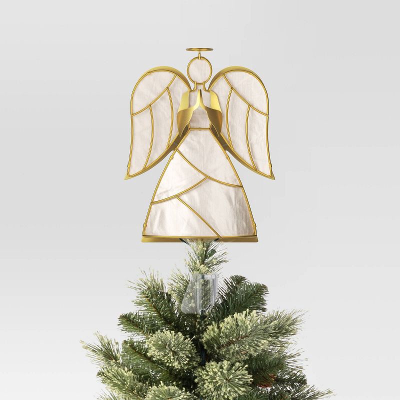 slide 3 of 4, 13.25" Pre-lit Angel Christmas Tree Topper Gold/White - Wondershop™, 1 ct
