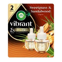Air Wick Vibrant Scented Oil Air Freshener Refills Sweetgrass & Sandalwood - 1.34 fl oz/2pk
