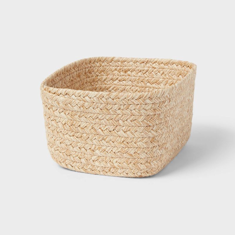 slide 1 of 3, Small Natural Woven Basket Almond - Brightroom: Rectangle Storage, Paper Material, 4"x8"x6", 1 ct