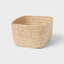 Small Natural Woven Basket Almond - Brightroom: Rectangle Storage, Paper Material, 4"x8"x6"