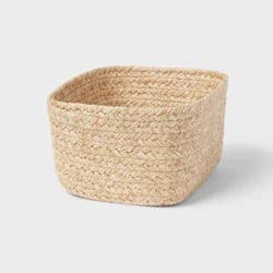 Small Natural Woven Basket Almond - Brightroom: Rectangle Storage, Paper Material, 4"x8"x6"