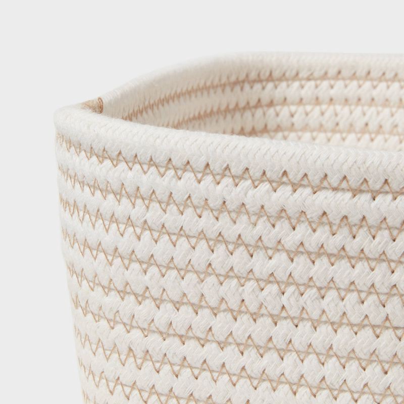 slide 3 of 3, Small Coiled Rope Basket Cream - Brightroom™: Decorative Storage, Rectangle, Off-White, 30% Recycled Polyester, 1 ct