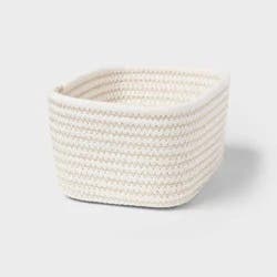 Small Coiled Rope Basket Cream - Brightroom™: Decorative Storage, Rectangle, Off-White, 30% Recycled Polyester