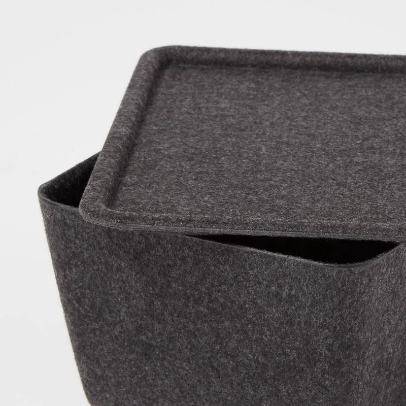 slide 3 of 3, Lidded Felt with Lid Charcoal - Brightroom™: Rectangle Storage Basket, 20% Recycled Polyester, 8.25"x6.25"x4.125", 1 ct