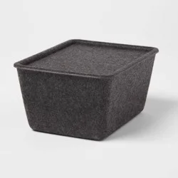 Lidded Felt with Lid Charcoal - Brightroom™: Rectangle Storage Basket, 20% Recycled Polyester, 8.25"x6.25"x4.125"