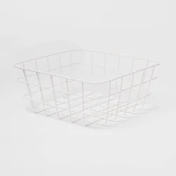 Small Wire Basket White - Brightroom: Powder-Coated Carbon Steel, Square Decorative Storage, 9.1"x9.1"x4"