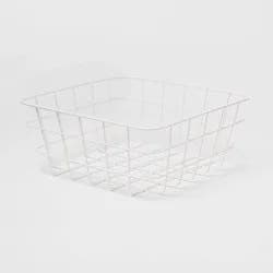 Small Wire Basket White - Brightroom: Powder-Coated Carbon Steel, Square Decorative Storage, 9.1"x9.1"x4"