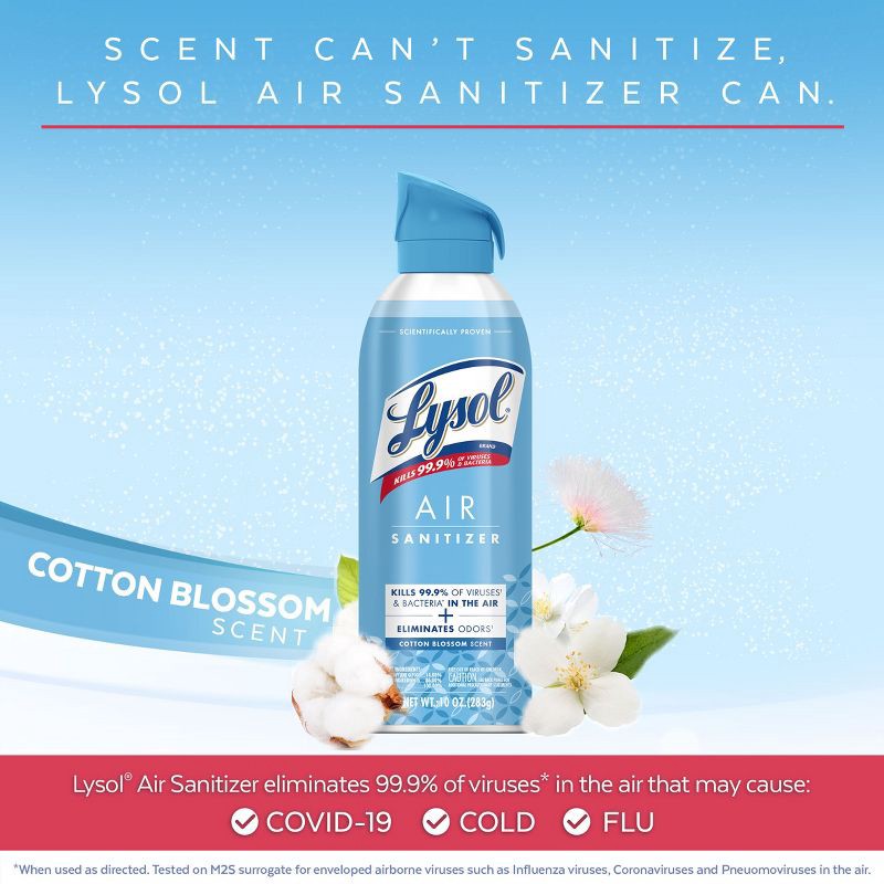 slide 3 of 6, Lysol Cotton Blossom Air Sanitizer Spray - 10oz, 10 oz