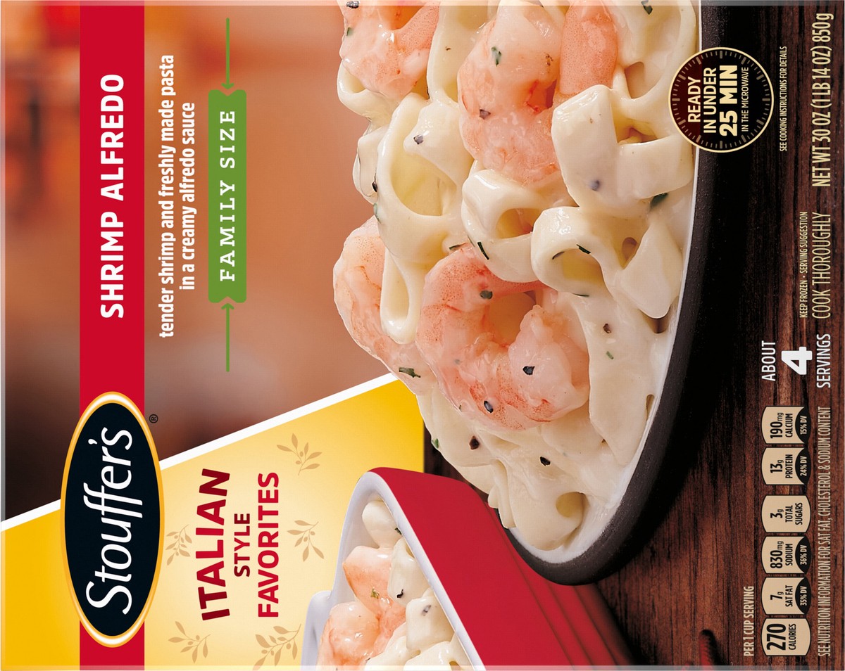 slide 4 of 14, Stouffer's Family Size Shrimp Alfredo Frozen Meal, 30 oz