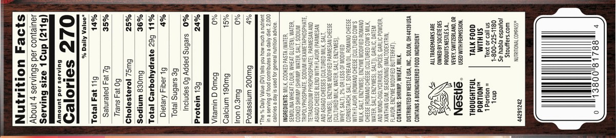 slide 10 of 14, Stouffer's Family Size Shrimp Alfredo Frozen Meal, 30 oz