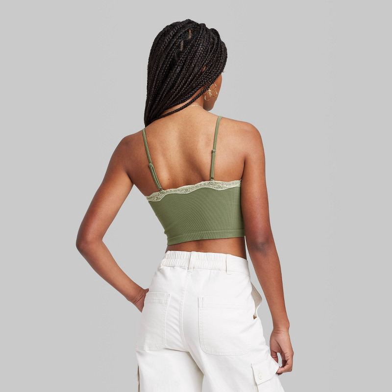 Women's Lace Trim Seamless Tank Top - Wild Fable™ Green S
