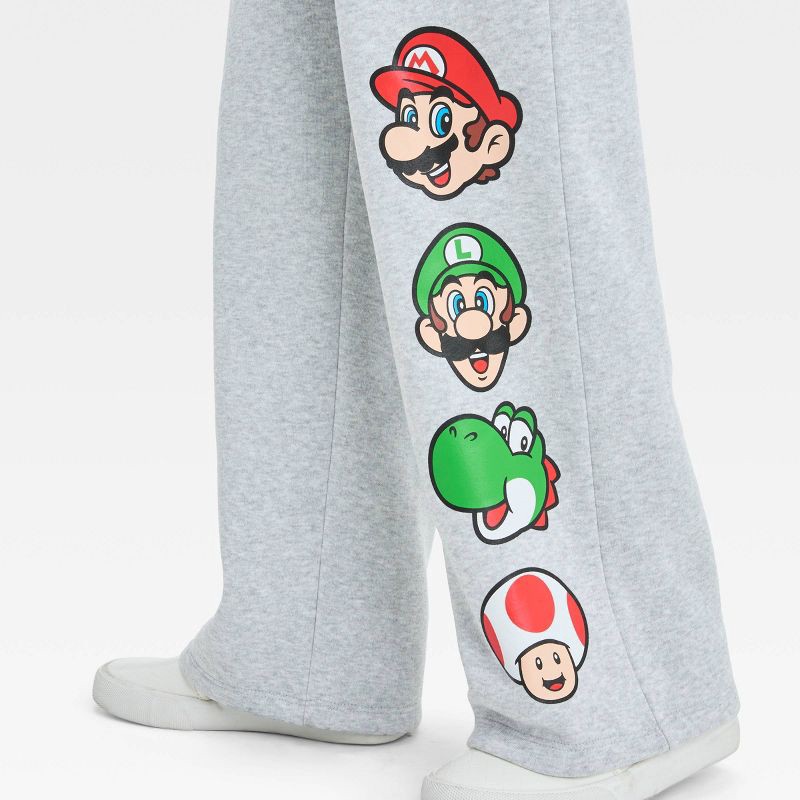 Girls' Super Mario Dreamy Fleece Athletic Pants - Heather Gray Xl