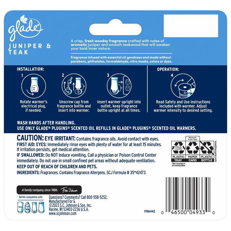 slide 3 of 13, Glade PlugIns Scented Oil Air Freshener Refills Juniper & Teak - 3.35 fl oz/5pk, 5 ct; 3.35 fl oz