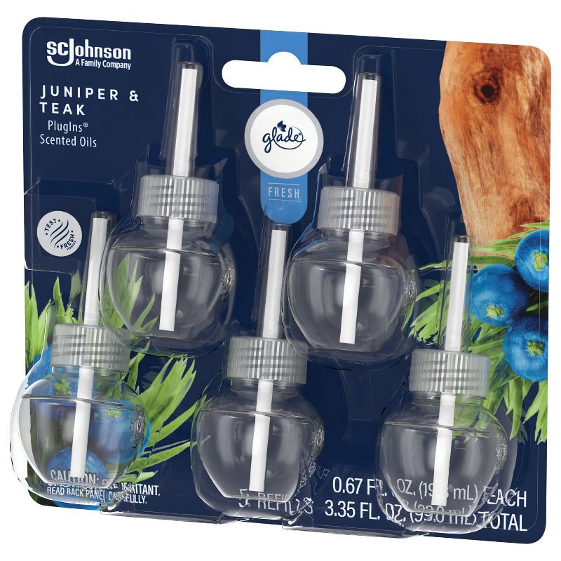 slide 12 of 13, Glade PlugIns Scented Oil Air Freshener Refills Juniper & Teak - 3.35 fl oz/5pk, 5 ct; 3.35 fl oz