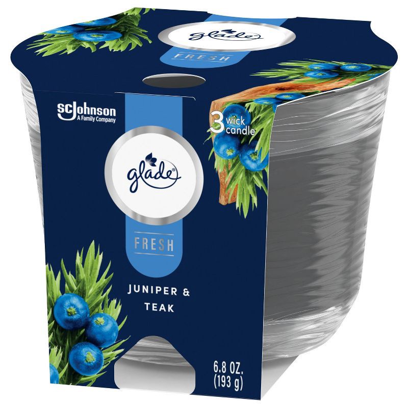 slide 12 of 13, Glade 3 Wick Candle - Juniper & Teak - 6.8oz, 6.8 oz