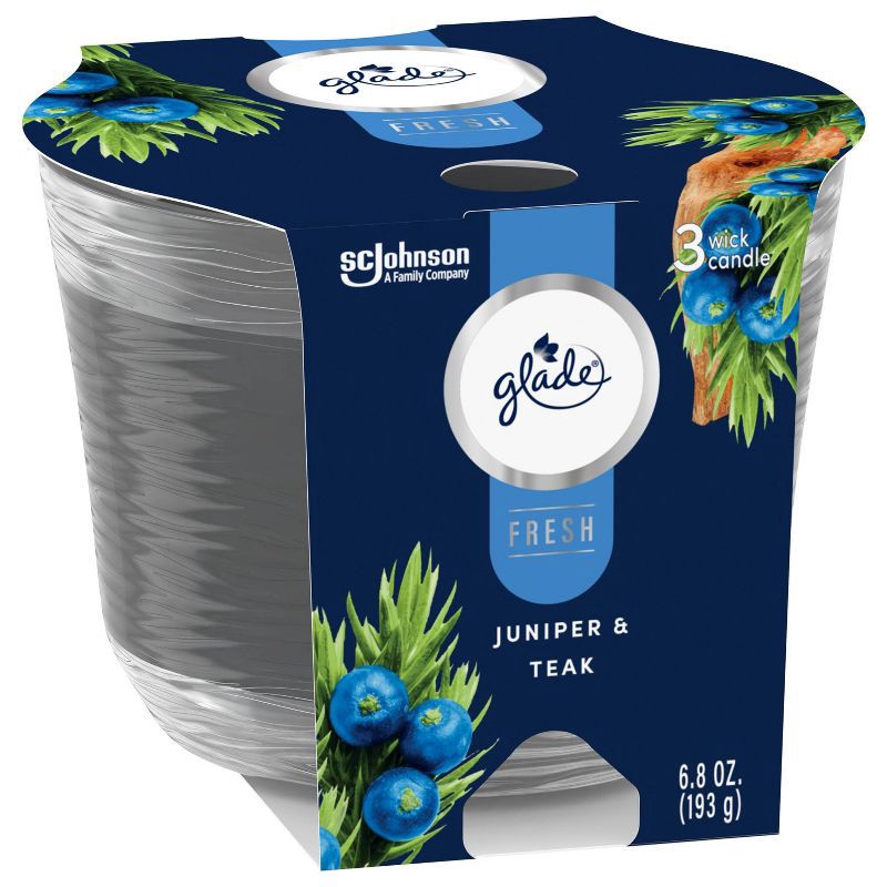 slide 13 of 13, Glade 3 Wick Candle - Juniper & Teak - 6.8oz, 6.8 oz