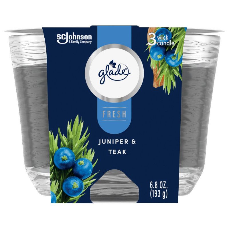 slide 4 of 13, Glade 3 Wick Candle - Juniper & Teak - 6.8oz, 6.8 oz