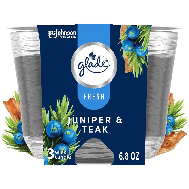 slide 1 of 13, Glade 3 Wick Candle - Juniper & Teak - 6.8oz, 6.8 oz