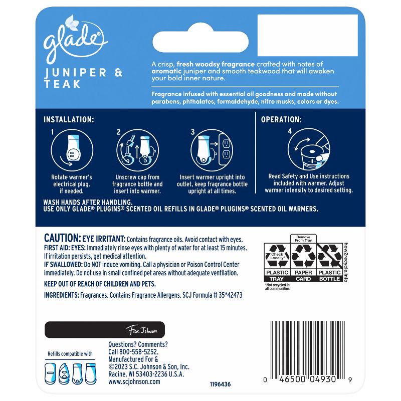 slide 3 of 13, Glade PlugIns Scented Oil Air Freshener Refills Juniper & Teak - 1.34 fl oz/2pk, 2 ct; 1.34 fl oz