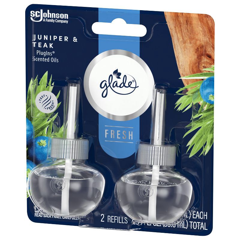slide 12 of 13, Glade PlugIns Scented Oil Air Freshener Refills Juniper & Teak - 1.34 fl oz/2pk, 2 ct; 1.34 fl oz