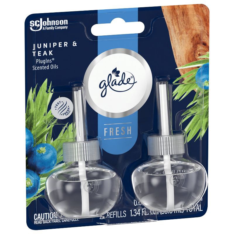 slide 13 of 13, Glade PlugIns Scented Oil Air Freshener Refills Juniper & Teak - 1.34 fl oz/2pk, 2 ct; 1.34 fl oz