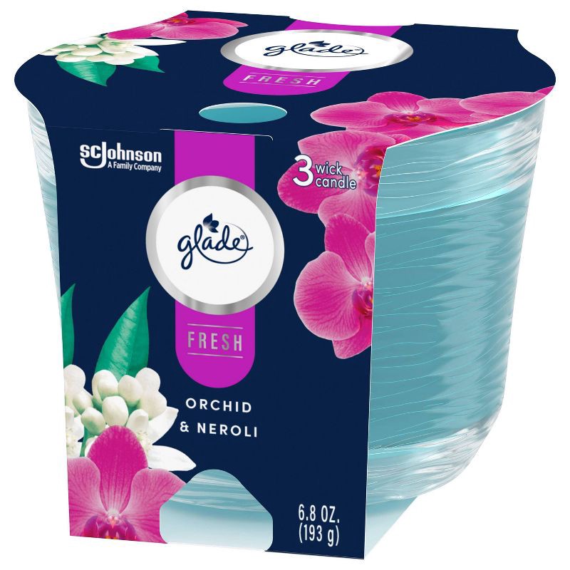 slide 12 of 15, Glade 3 Wick Candle - Orchid & Neroli - 6.8oz, 6.8 oz