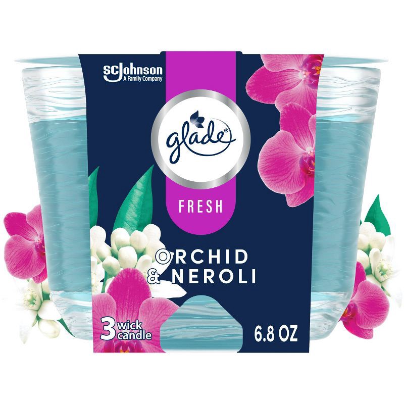 slide 1 of 15, Glade 3 Wick Candle - Orchid & Neroli - 6.8oz, 6.8 oz